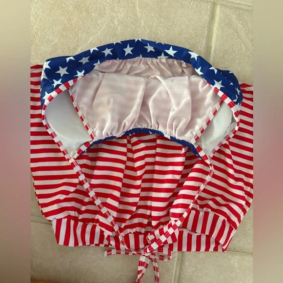 NWOT Women’s American Flag Patriotic 2 Piece Tankini Swimsuit Set - Size Medium - Picture 7 of 10